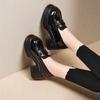 H Buckle Small Leather Shoes Women's Spring New Thick Heel Black Heightened British Platform JK Soft Leather Shoes