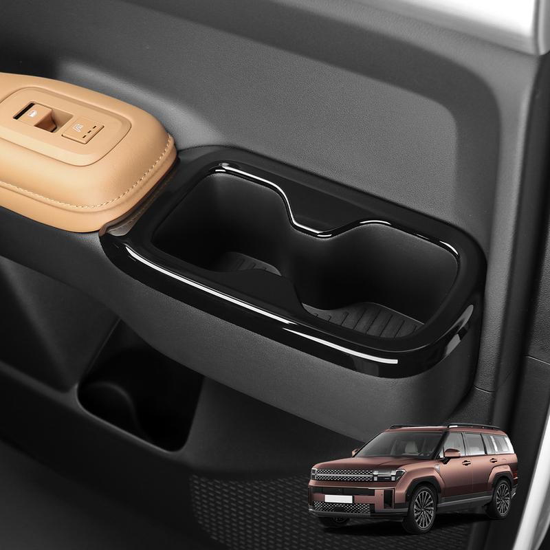 For Hyundai Santa Fe MX5 2024 2025 Carbon Fiber Wood Grain Style Car Inner Second Row Water Cup Holder Cover LHD