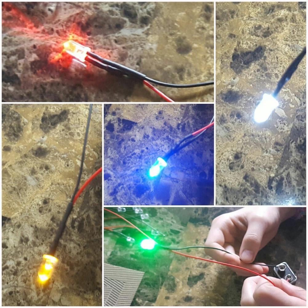10 Stück 20 cm 3 mm/5 mm LED-Lampenkabel, vorverkabelt, DC-emittierendes Diodenlicht