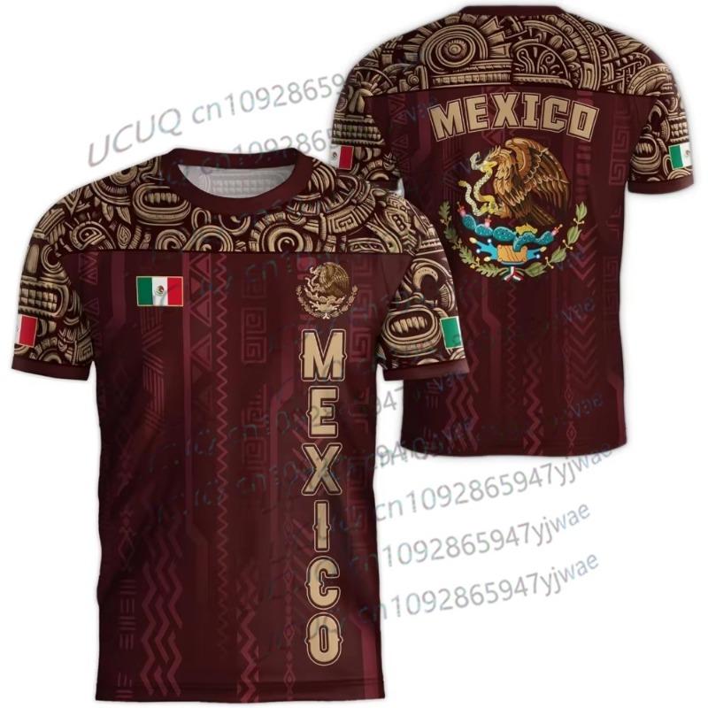 2026 Mexiko Nationalflagge Print Herren Damen Kurzarm T-Shirt 3D Druck T-Shirts Outdoor Fußballtrikot Sport Freizeit Oberteile