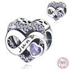 925  Silver January-December Birthday Stone Love Zircon Pendant Bead Fit Charms Necklace Bracelet Women Jewelry DIY Gift