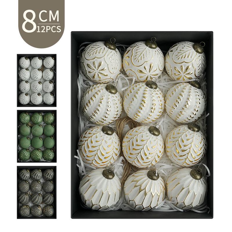 Boules Ornementales pour Sapin de Noël Style Ancien 8cm