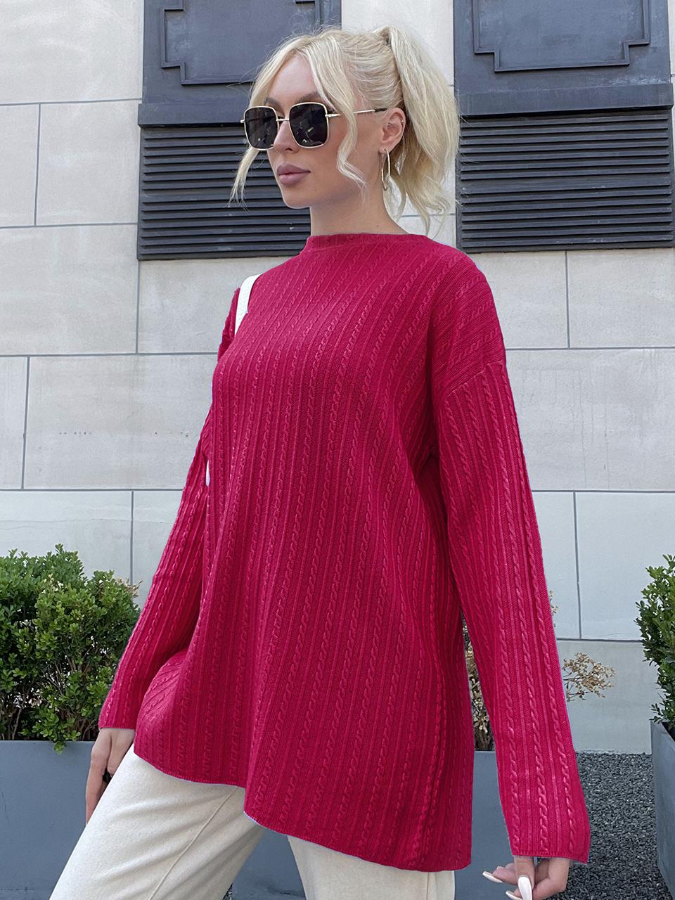 

Cinemore весна-осень женский свитер однотонный свободный повседневный пуловер теплый базовый топ с длинным рукавом и круглым вырезом вязаный джемпер свитер One Size красный