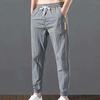Men Pants Solid Color Drawstring Summer Ankle Tied Pockets Trousers for Sports
