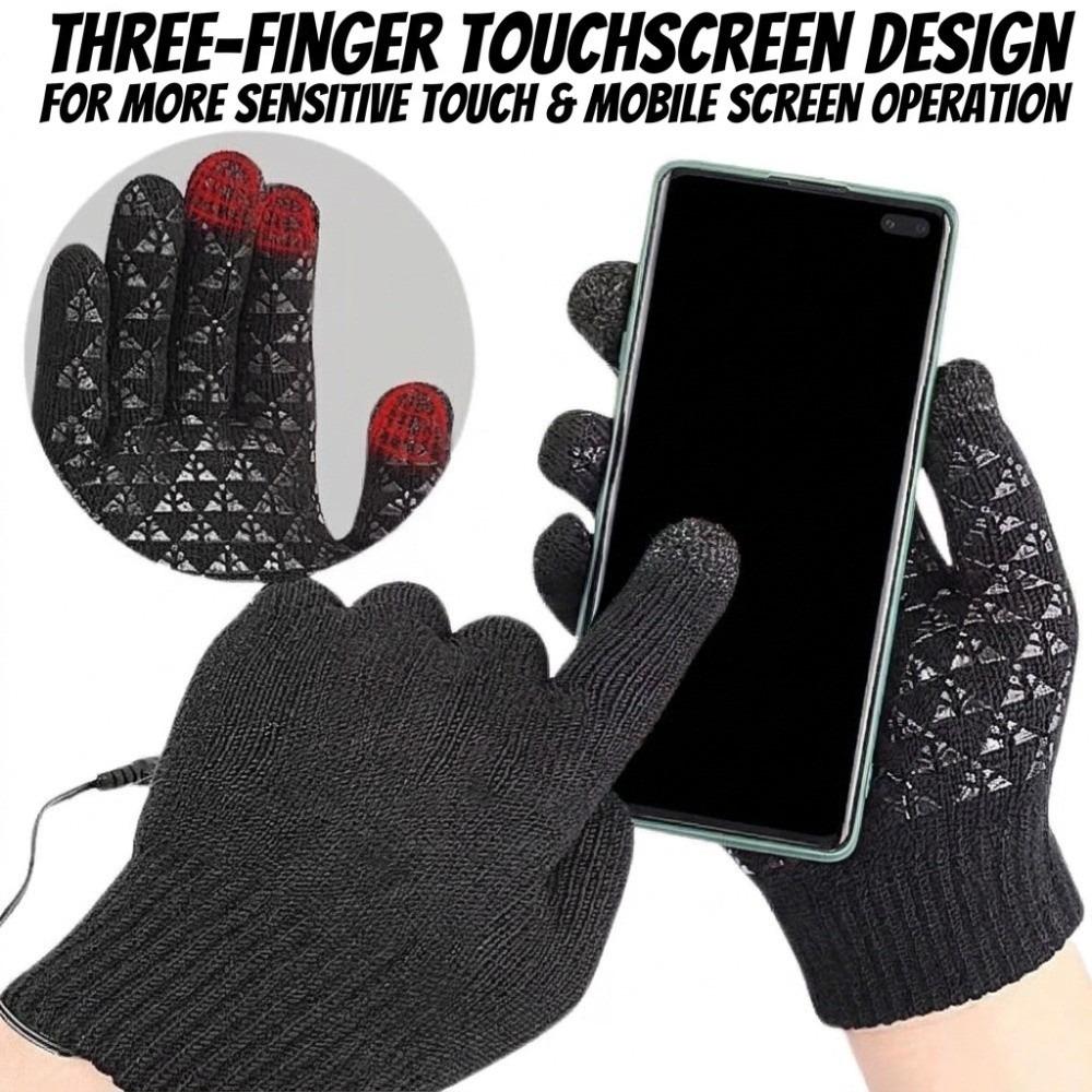 Windproof Men Finger Gloves Anti Slip Hand Warmer Gloves USB Electric Heating Gloves Cycling