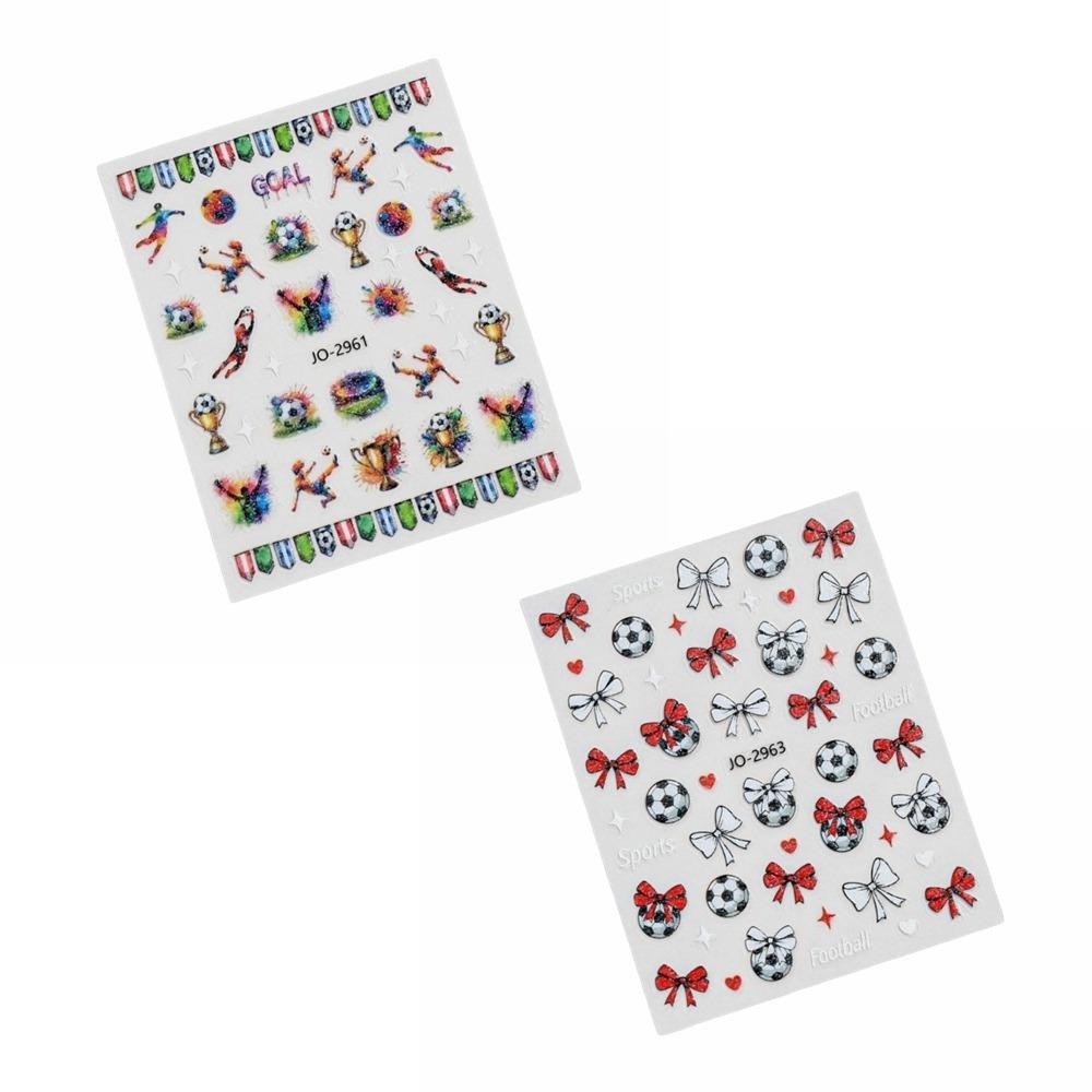 

2pcs/set Rainbow Powder Nail Decoration Stickers Football Design Football Nail Decoration Party SET C