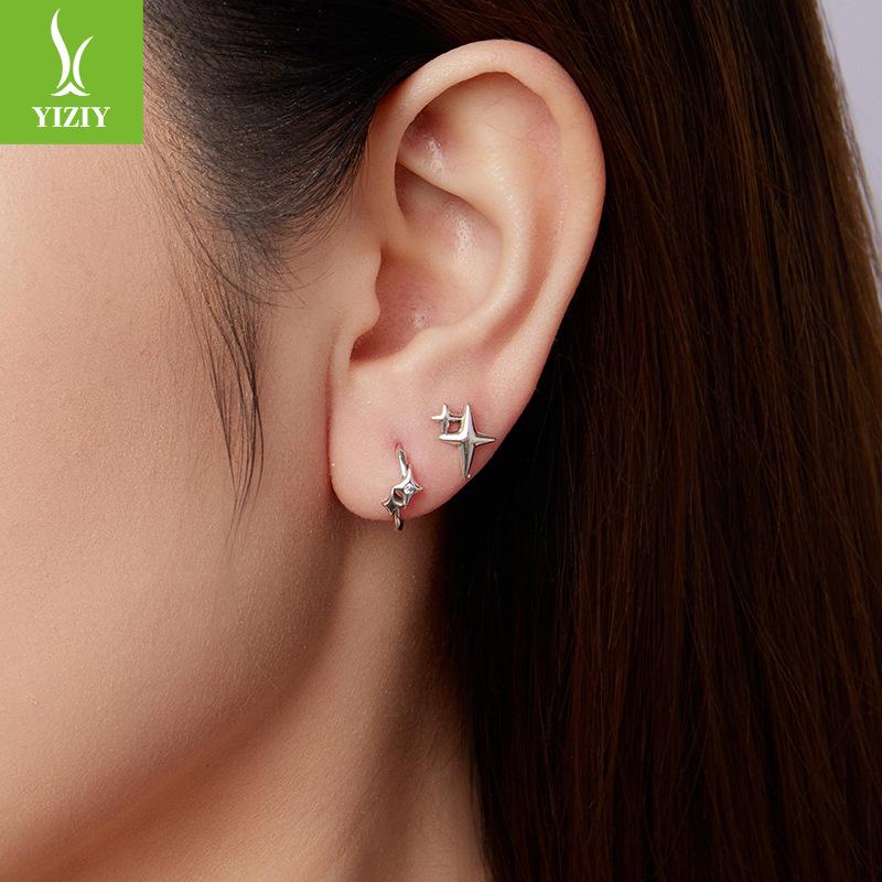 S925 Sterling Silver Star And Moon Series Stud Earrings, Niche High-End Star Earrings, Jewelry Set.