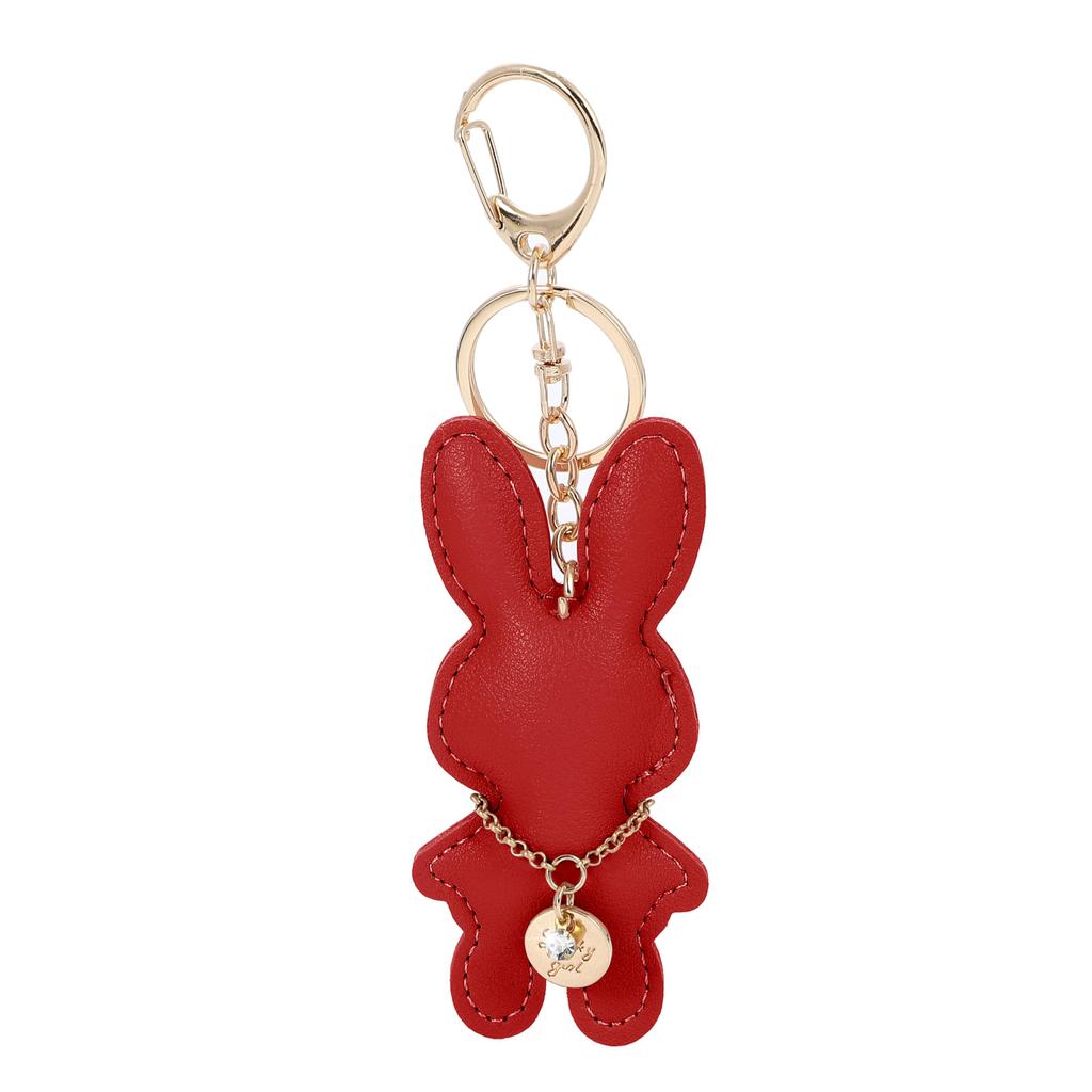 Tonecraft Rabbit Keychain Simple Orthodox Bag Charm, Popular, Stylish, Cute, Rabbit, PU Leather, Squishy, red