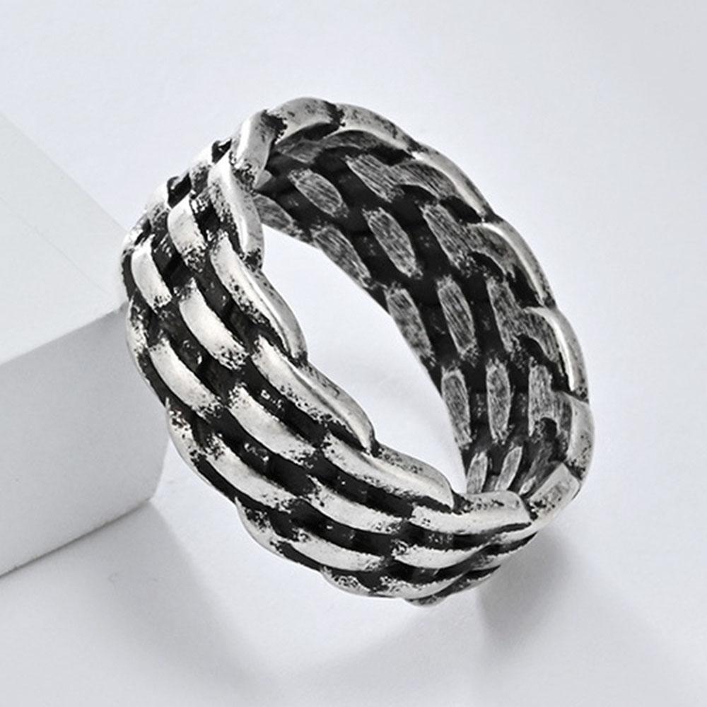 Cold Neutral Style European and American French Line Braided Titanium Steel Rings Men and Women High-end Fashion Jewelry