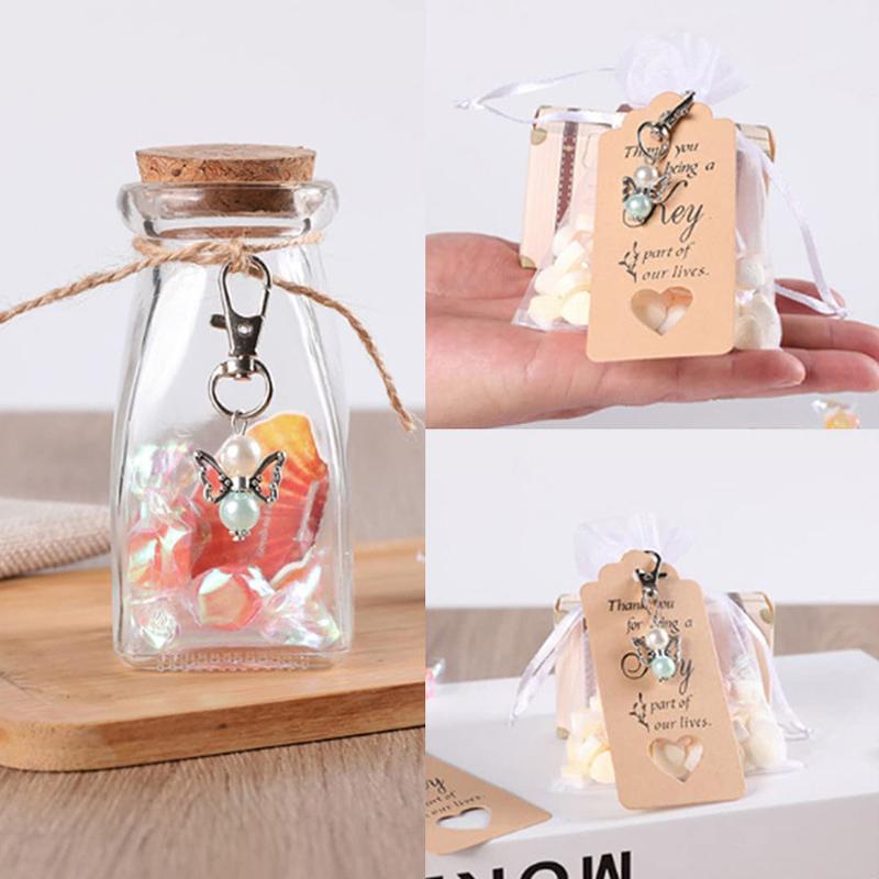 Pack Of 30 Guardian Angel Pendants, Guest Gifts, Christening Wedding With Organza Bag And Kraft Paper Pendant