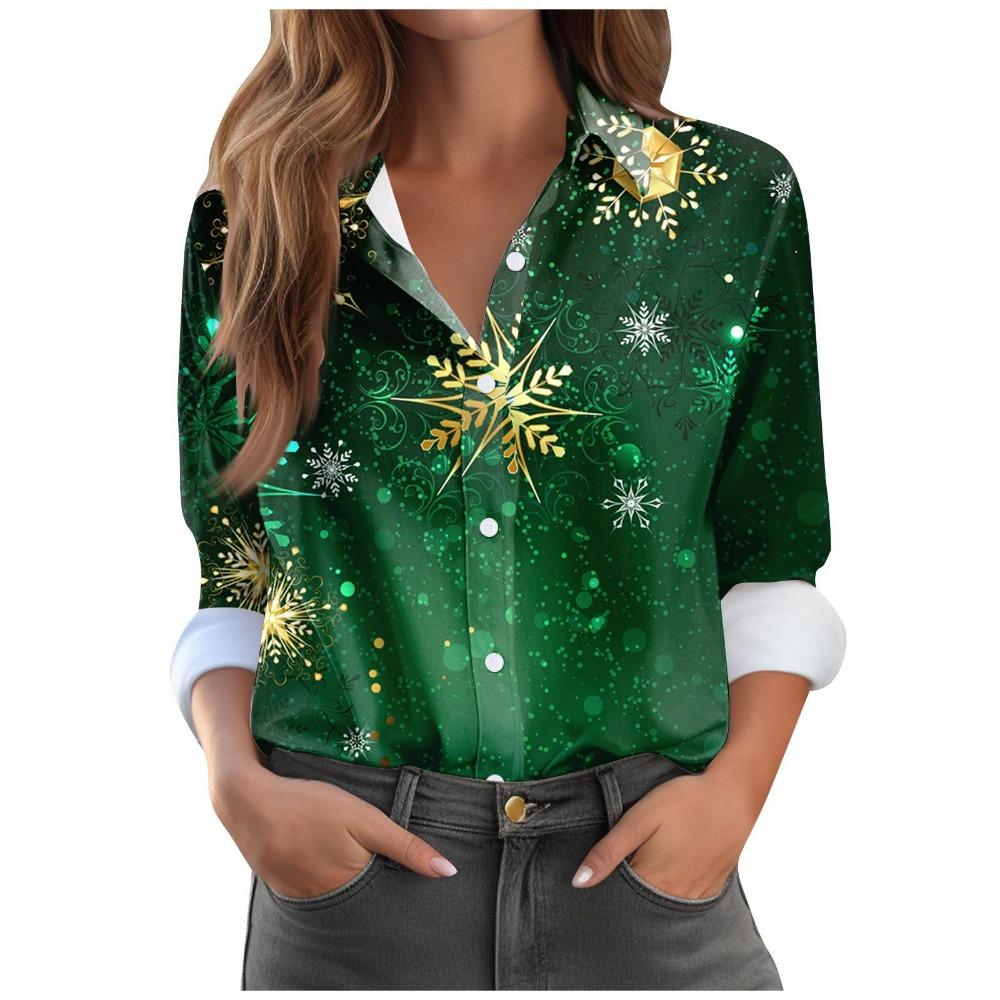 Mode Bloemen Vlinders Patroon 3D print Dames Lange Mouw Shirt Eenvoudig Kraag Top Herfst Casual