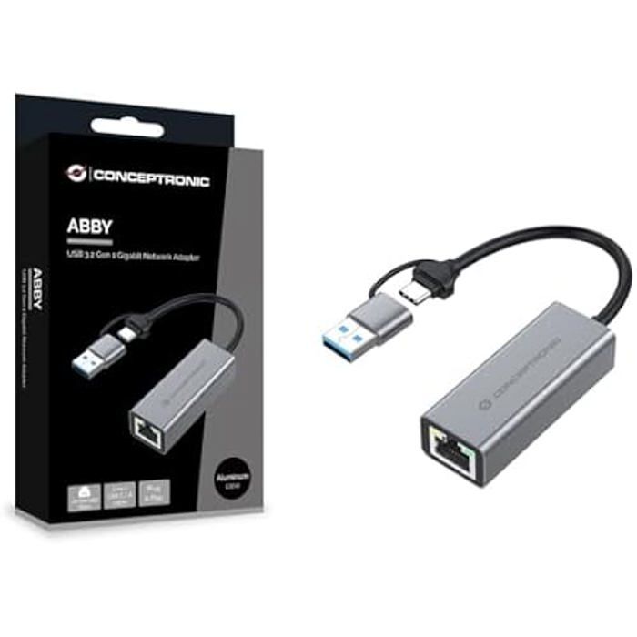 Adaptateur Réseau USB - CONCEPTRONIC - ABBY08G - USB 3.2 Gen 1 - 1000 Mbps - Wake-on-LAN