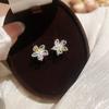 Silver Needle Dopamine Zircon Flower Stud Earrings Korean Version Sweet and Delicate Small Temperament Earrings Light Luxury High-end Earrings