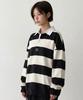 THE GREEN LAB Striped Rugby Collar Sweatshirt [Black]
