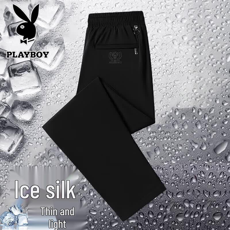 PLAYBOY Men s Ice Silk Quick-Dry Straight-Leg Casual Pants 3XL