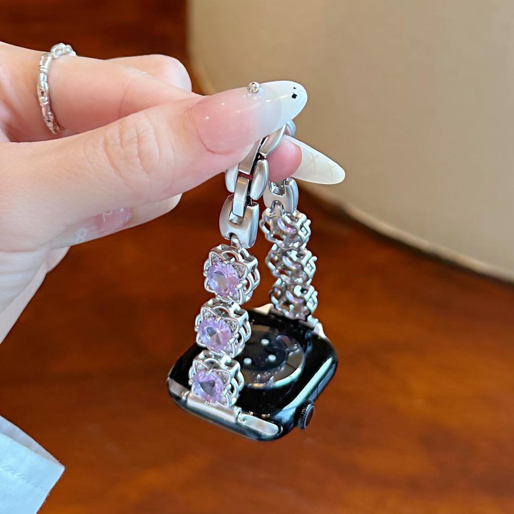 Sugar Color Diamond Compatible For Apple Watch Ultra band 49mm 40mm 42mm 44mm 45mm 38mm for iWatch Series 11/10/8/7/6/SE/9 Fashionable Handmade Strap