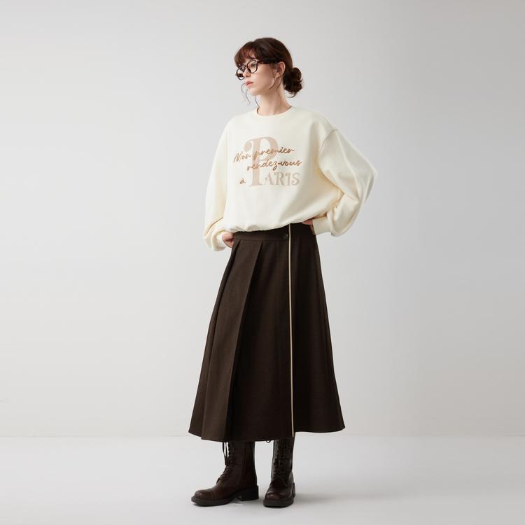 ELLE French Letter Embroidered Fashion Design Casual Loose Versatile Long Sleeve Sweatshirt Women sweatshirt EW53156