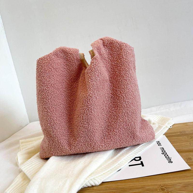 Women Bag Girl Cartoon Plush Shoulder Bag Embroidery Bearshopping Bags Large Capacity Satchel Tote Bookbag For Sutdent