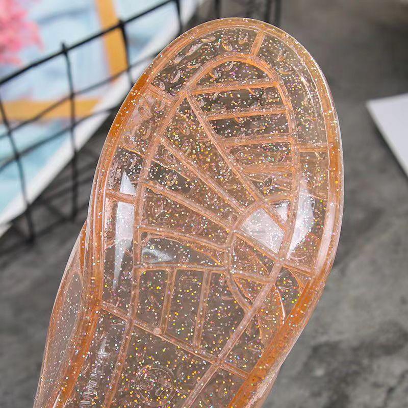 2024 New Arrival Fashion Slides Womens Jelly Flats Shoes Transparent Sandals Anti-slip Round Female Casual Non-slip Woman Sandal