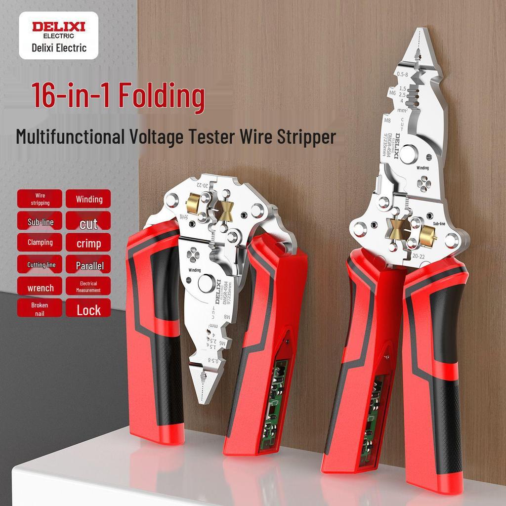 Multifunkční elektrikářské kleště: Nástroj pro stříhání, tahání, odizolování, krimpování, odizolování a navíjení drátů.