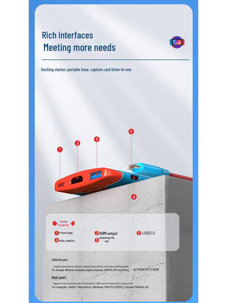 Biaz Switch Taşınabilir USB3.0 Oyun Yakalama Yerleştirme İstasyonu