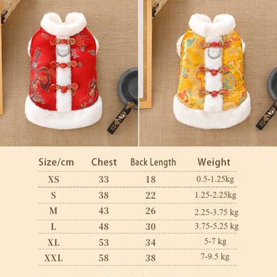 2026New Year Dog Clothes Chinese Style Tang Suit Pet Cotton Clothing Festive Print Thicken Keep Warm Dog Jacket Coat XS- XXL