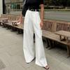 European American Commuter Style Suit Pants for Women Fashion Versatile High-waisted Casual Loose Simple Floor-length Trousers