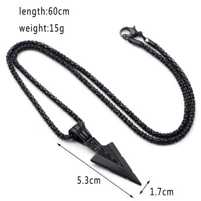 Pánský přívěsek na krk s hrotem šípu Spear Point s 24palcovým řetízkem, černý (barva zbraně)