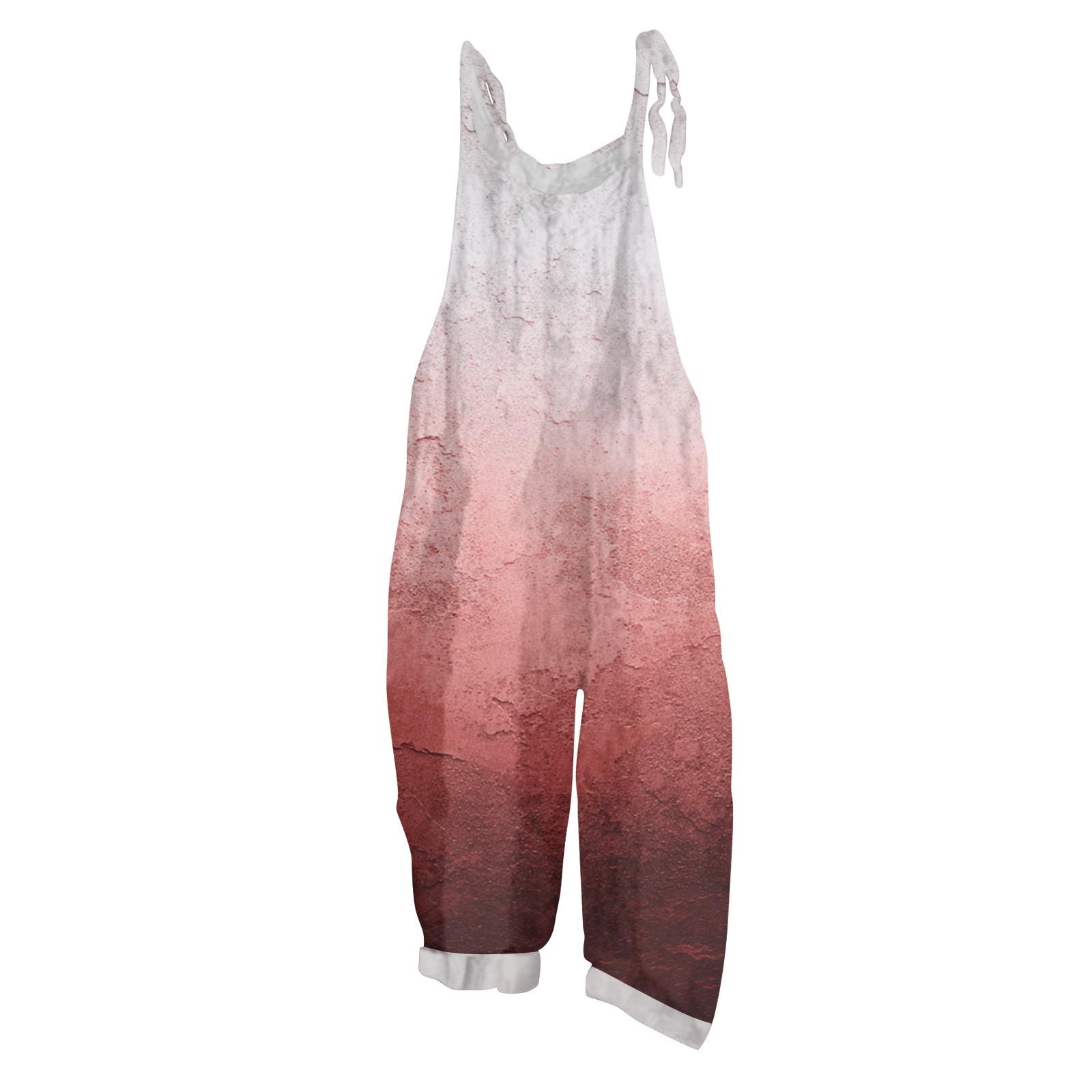 

Женский комбинезон с принтом, повседневный свободный винтажный комбинезон из хлопка и льна XL винный