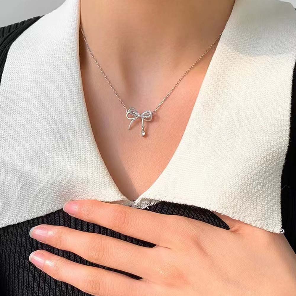 Clavicle Chain Bow Necklace Pendant Love Heart Pendant Simple Pendant Chain  Girls/Women