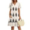 Women's Dress Casual V Neck Wedding Guest Dress Short Sleeve Fashion Beach Vacation Clothing