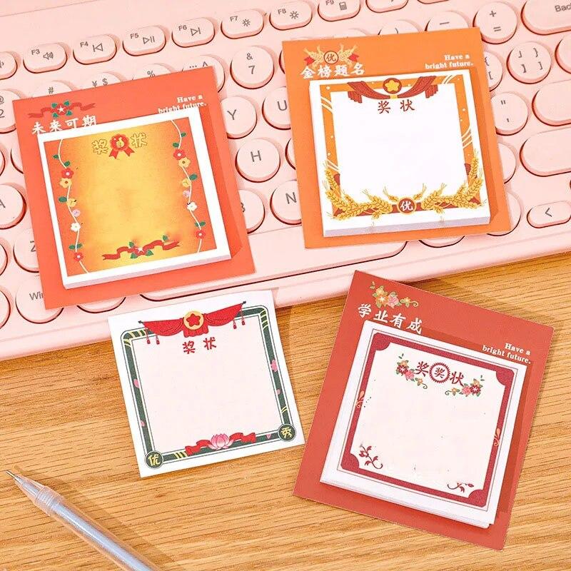 1 Piece Certificate Of Commendation Adhesive Sticky Notes Notepad Memo Pad Office School Supplies Stationery Sticker