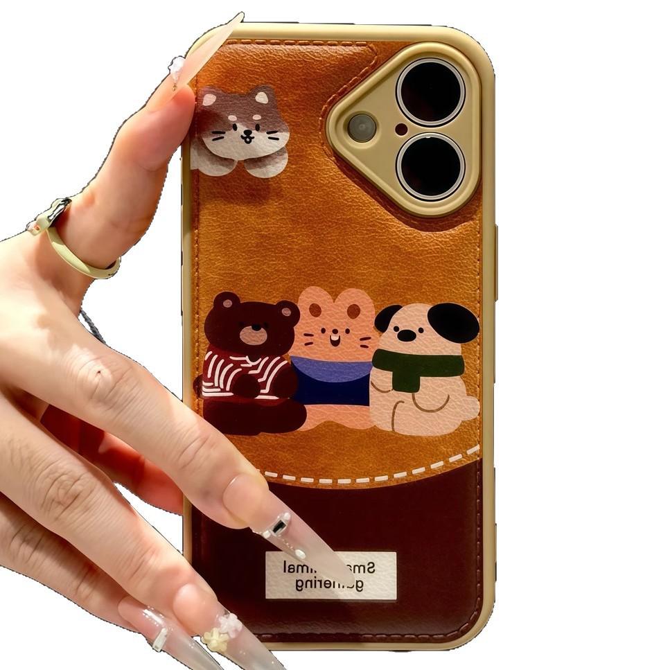 Cute Three Animals for Apple iPhone17Promax Mobile Phone Case 16 Candy Air Cushion 15 Women 14 All-inclusive