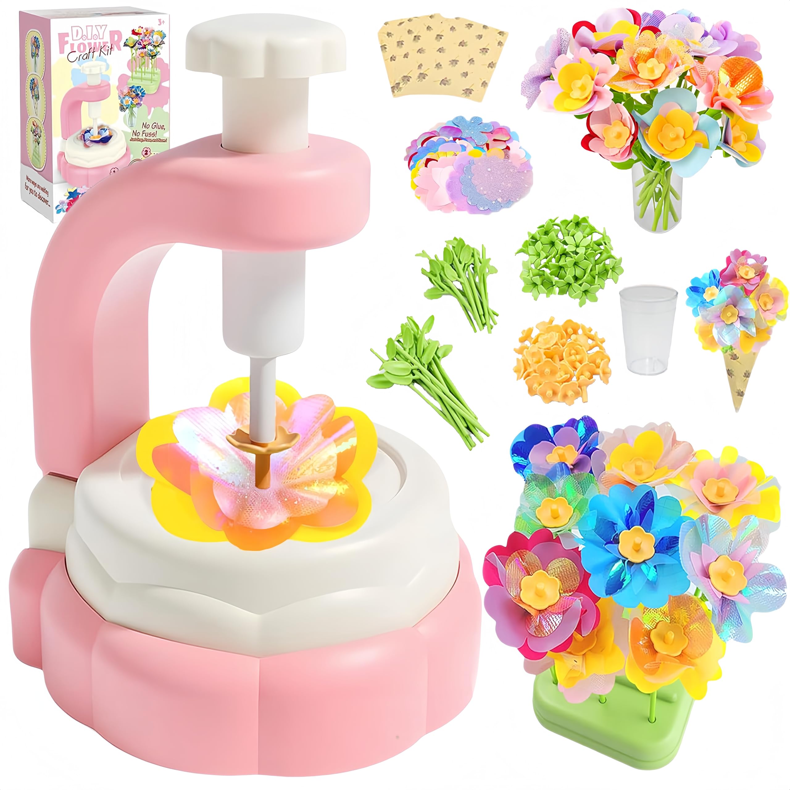 

VCYCTO Набор для рукоделия для игрушки Искусственный цветок Набор для поделок для начальной школы DIY Игрушка ручной работы для игрушечного цветка Обучающая игрушка для и 8-летних девочек и розовый