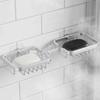 Drain Rack 2 Compartment Wall-Mounted Soap Holder Space Saving Rustproof Soap Box Drill-Free Space Aluminum Soap Dish Kitchen