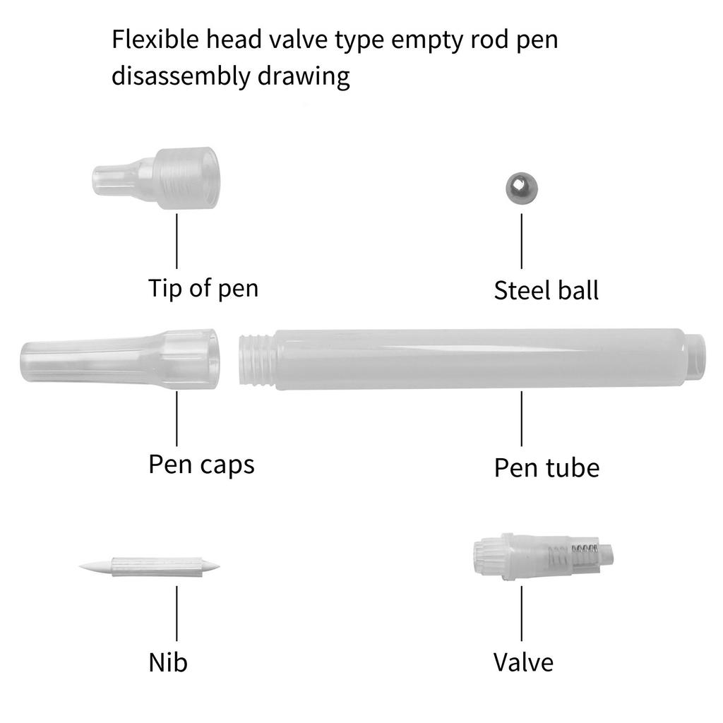 6 ks Průhledné prázdné štětcové pero Plnitelné akrylové Prázdný popisovač Prázdné malířské pero pro malování na papír Dřevo Látku Plátno