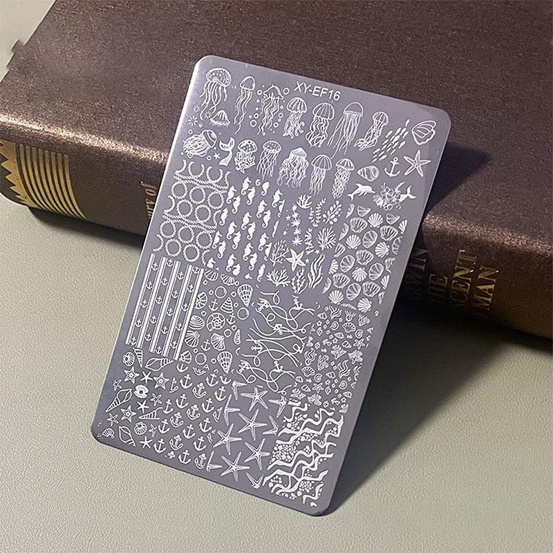 Ocean Series Shell Starfish Nail Stamping Plates Butterfly French Line Printing Stencil Nail Stamp Template Nail Art Tool
