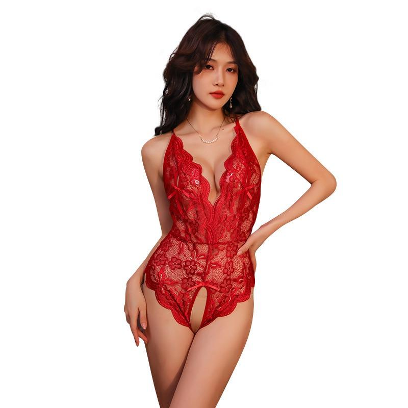 Sex underwear free open crotch one-piece sexy underwear lace see-through breast suspender sex uniform temptation nightclub