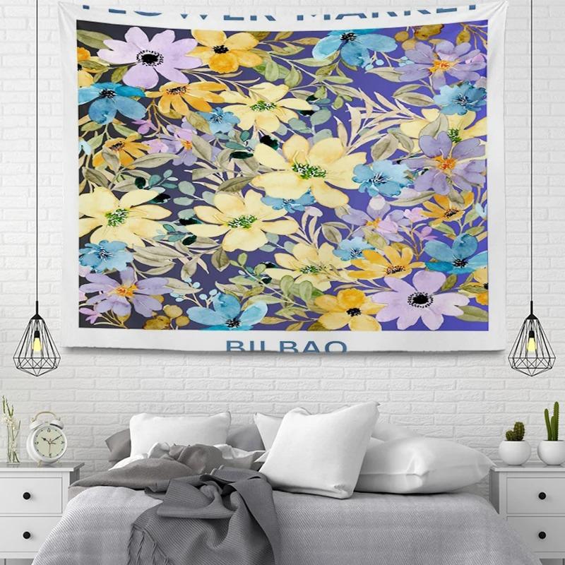 Office Living Room Tapestry Simple Flower Cartoon Hanging Cloth Home Wall Decoration Tapestry