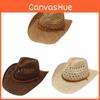 Westlicher Cowboy-Sonnenhut aus atmungsaktivem Stroh mit winddichtem Design für Reisen und Freizeit