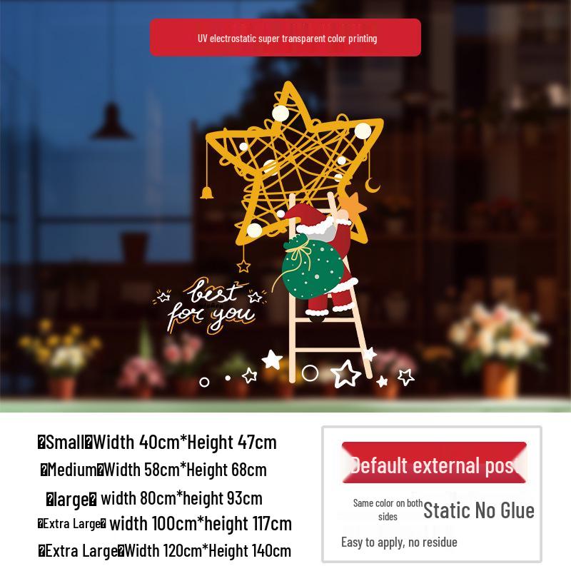 Santa Claus Holiday Window Cling Stickers: Christmas Atmosphere Decoration for Glass Doors