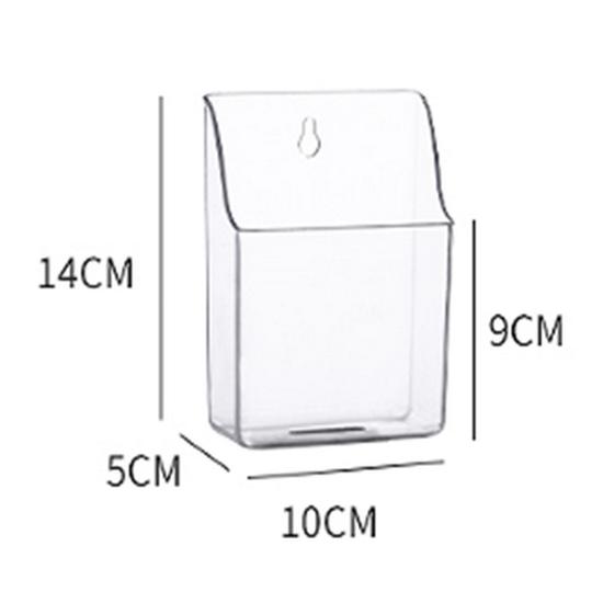 No-Drill Wall-Mounted Transparent Storage Box: Remote and Phone Holder, Bedside or Living Room Organizer
