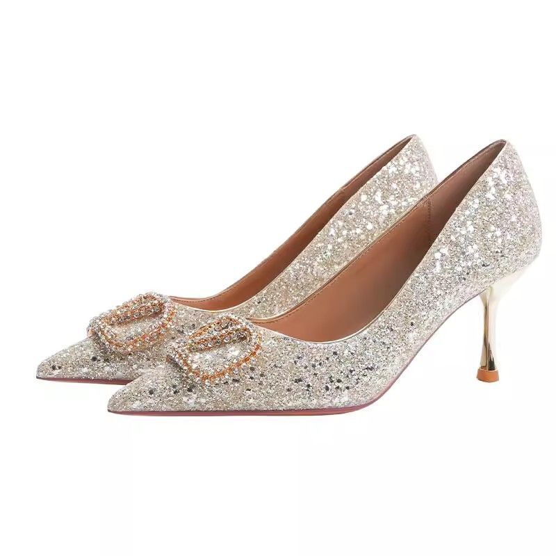 Fashion Versatile and Comfortable Women's Single Shoes Spring and Summer New Niche Not Tired Feet Shallow Mouth Thin Heel Single Shoes Women