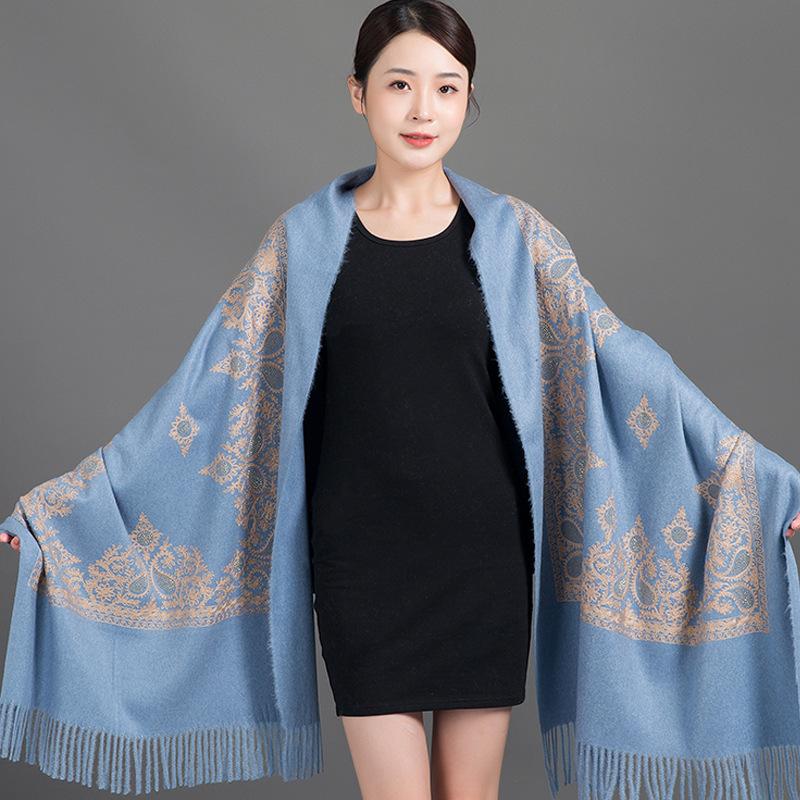 Winter New Arrival Shawl Women Cashmere Scarves Embroider Flower Tassel Shawl Long Soft Warm Wraps Thick Blanket Scarf Bufanda