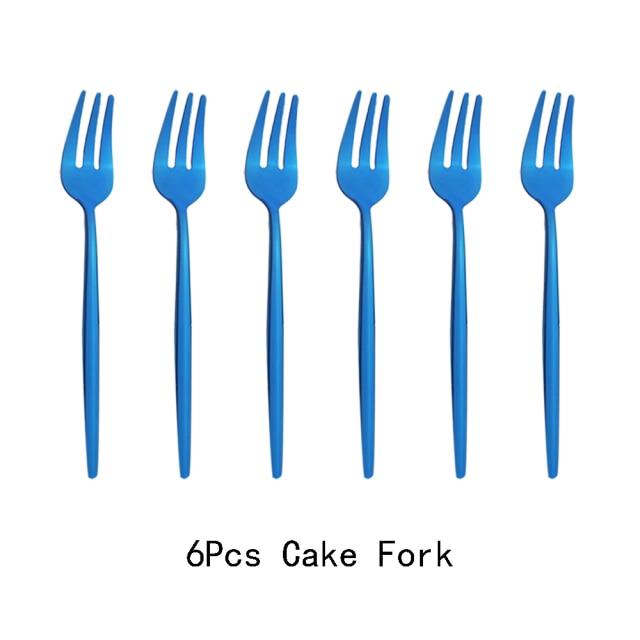 Set de 6 bucăți/set de furculiță de aur, ceai, prăjitură, gustare, furculiță, tacâmuri, oglindă, veselă din oțel inoxidabil, pentru desert, furculiță pentru fructe, set de argintărie