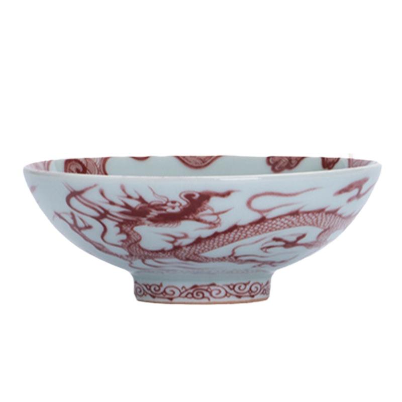 

Керамическая чайная чашка Jingdezhen, имитация глазури династии Юань, узор с красным драконом, чашка мастера, ретро-китайский стиль, для чая Пуэр 200ml