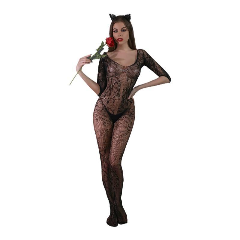 Průhledné průsvitné body Krajka Transparentní punčochy Sexy spodní prádlo Kostým síťovaná síťovina Stehna Vysoký elastický otevřený rozkrok Ženy