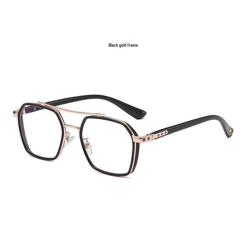 

Модные очки с двойной переносицей: Ретро Ультралегкая Металлическая Оправа, Защита от Синего Света. No Degree Anti-Blue Light