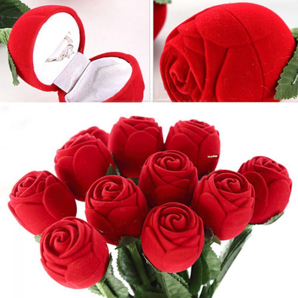 

Romantic Valentine s Flower Gift Jewelry Box Ring/Earrings/Pendant Display Red Rose