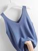 Women's V-Neck Ice Silk Knit Camisole - Sleeveless, Loose Fit, Slimming Summer Pullover.